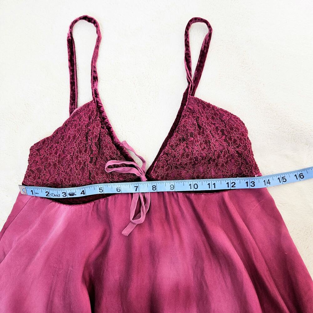 Vintage Silk Dress Womens XS Y2K Flowy Babydoll Velvet Boho Whimsygoth Witchy - Picture 5 of 10